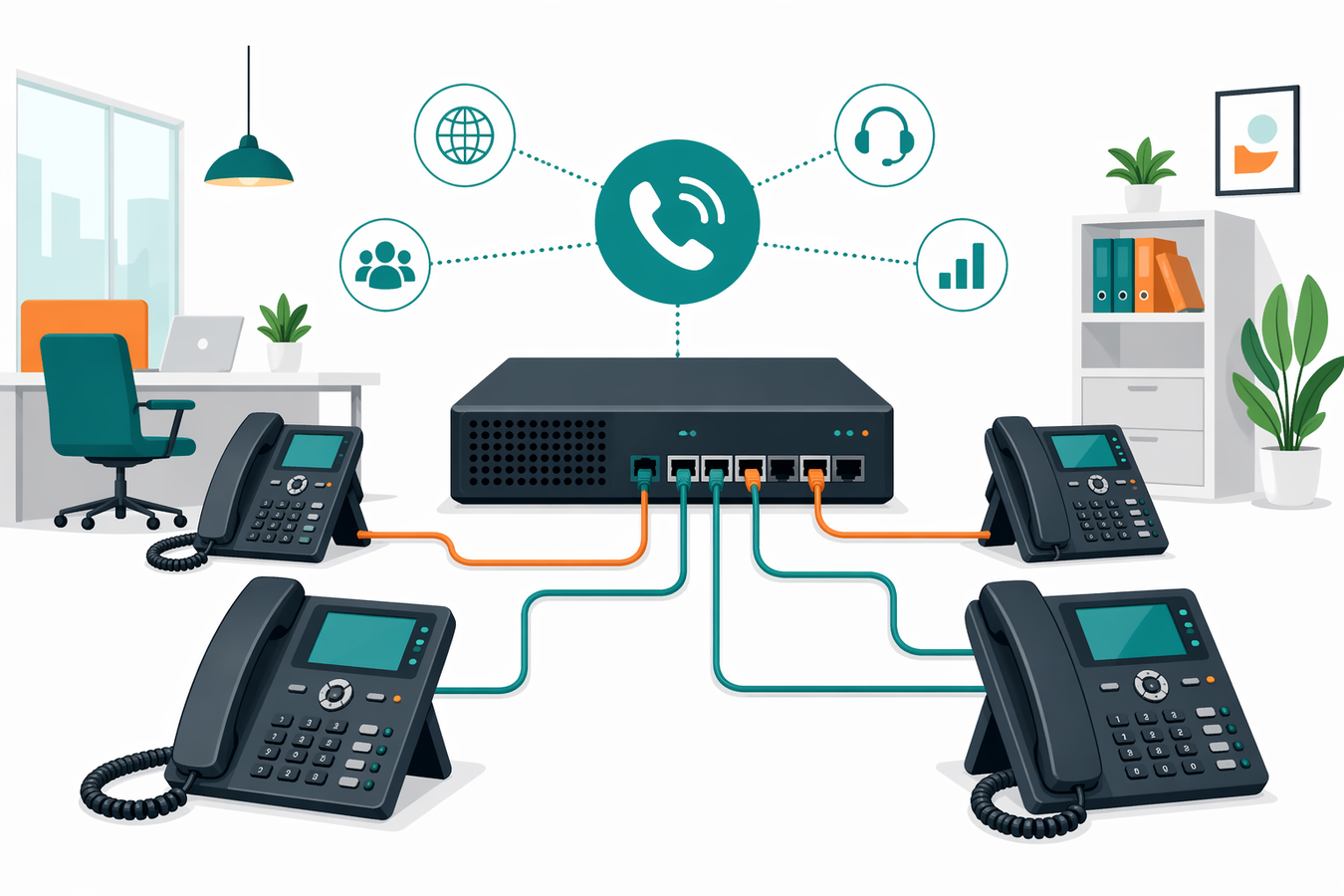 Central telefónica IP Asterisk instalada en oficina